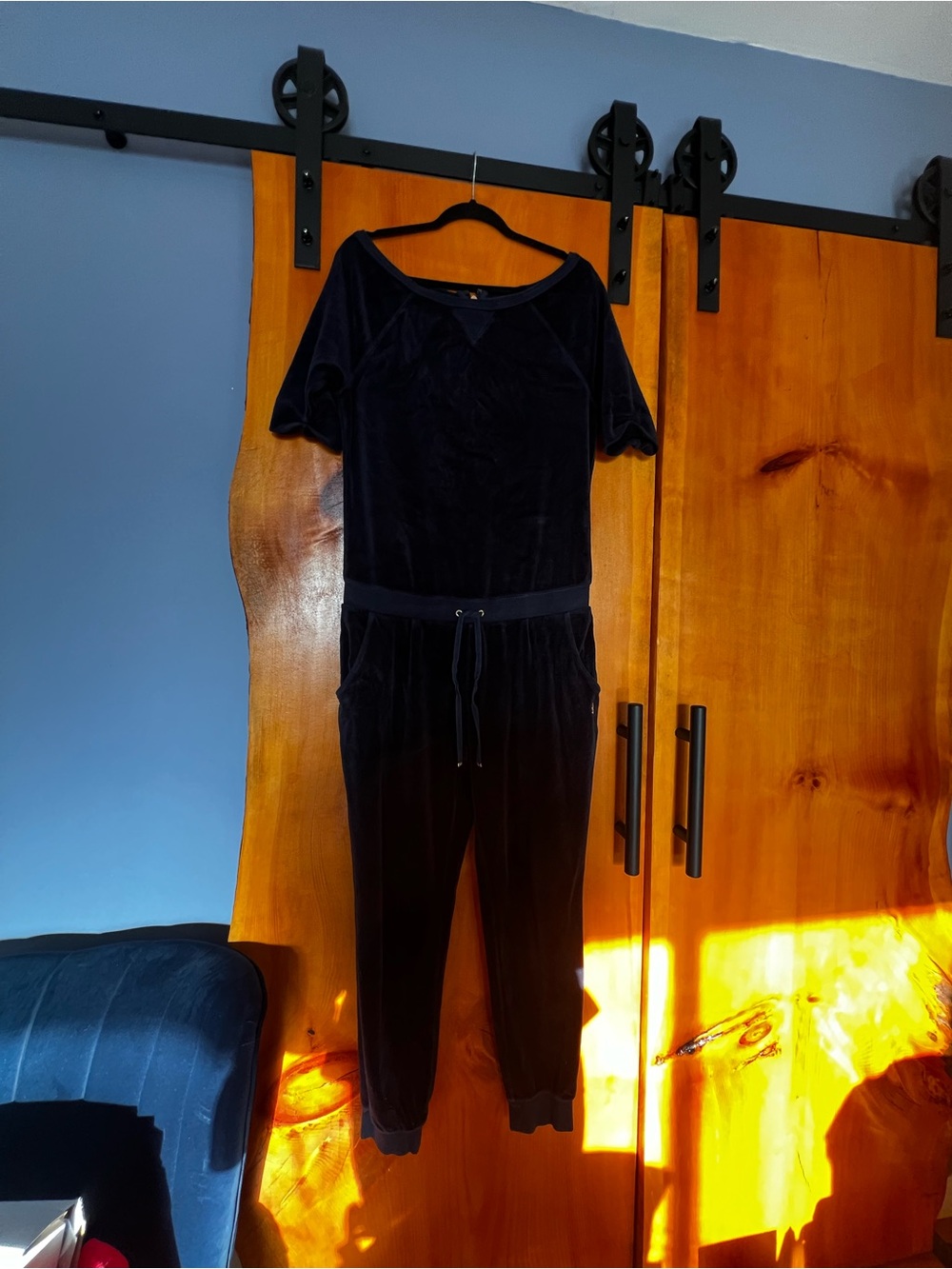 Juicy Couture Navy Blue Velvet Jumpsuit